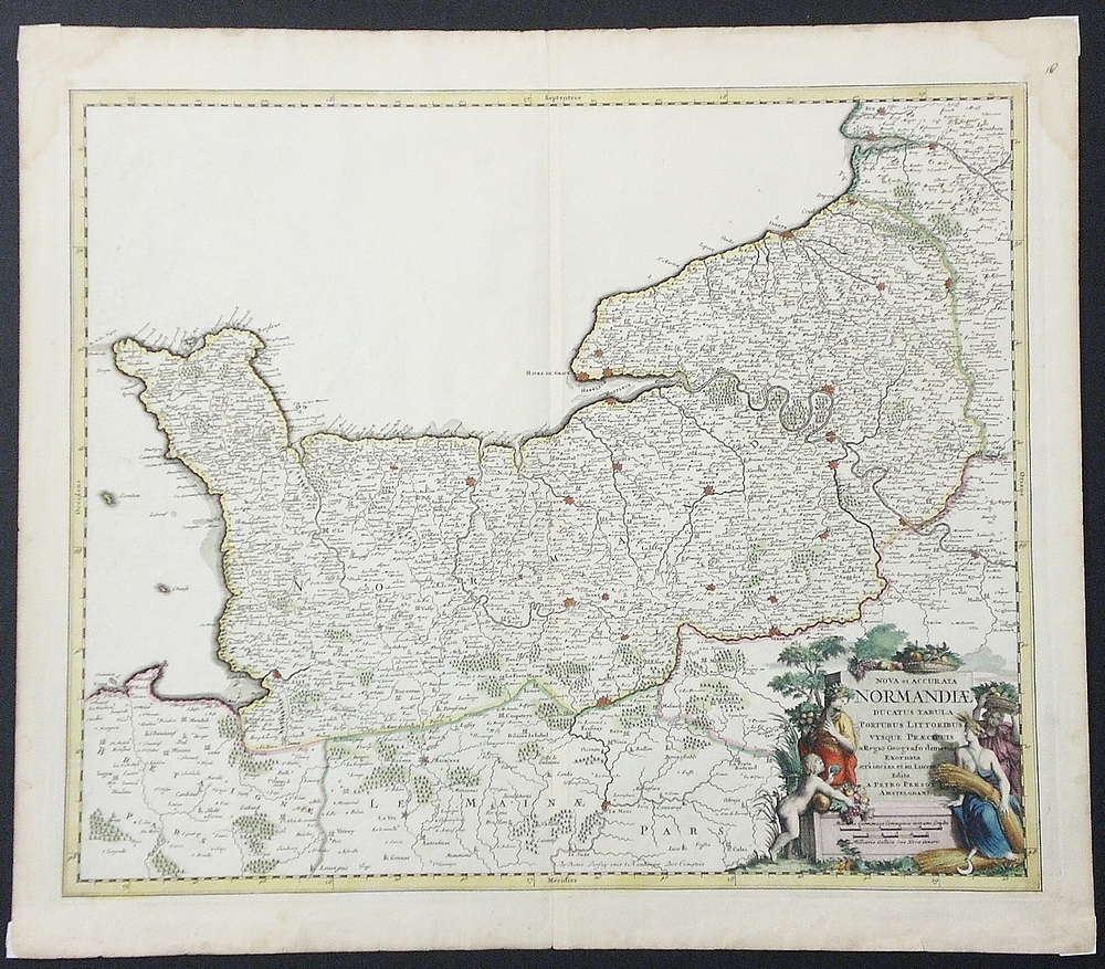 Persoy, Pieter: Nova et Accurata Normandiae Ducatus Tabula Portubus Littoribus Vysque Praecipuis a Regio Geografo dimensis