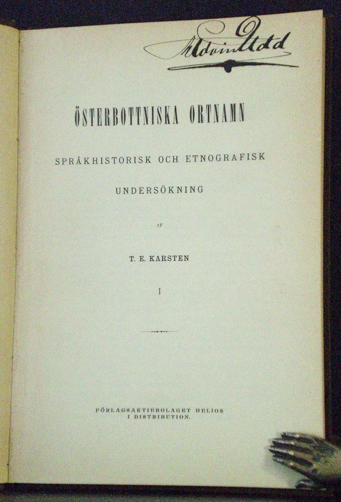 Karsten, T.E.: Österbottniska ortnamn. Språkhistorisk och etnografisk undersökning