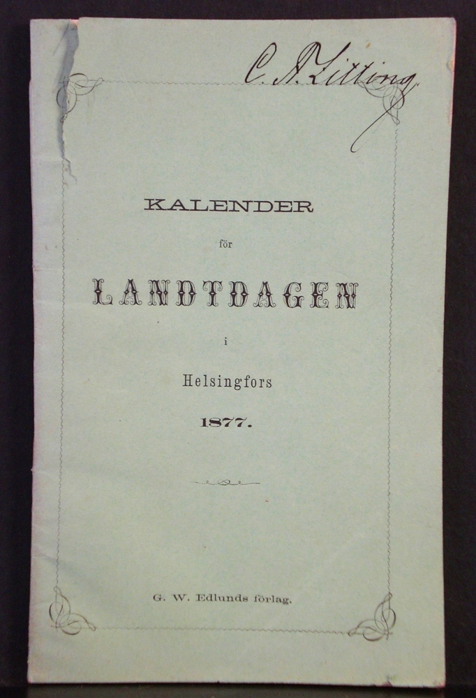Kalender för Landtdagen i Helsingfors 1877