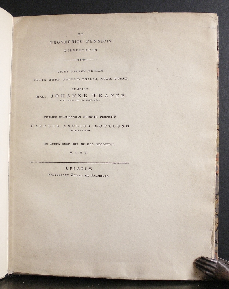 De proverbiis Fennicis : dissertatio cuius partem primam (1818)