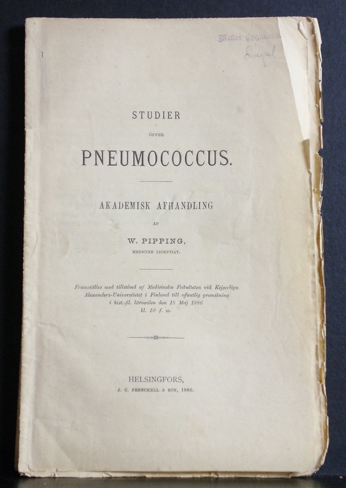 WILHELM PIPPING Studier öfver pneumococcus (1886)