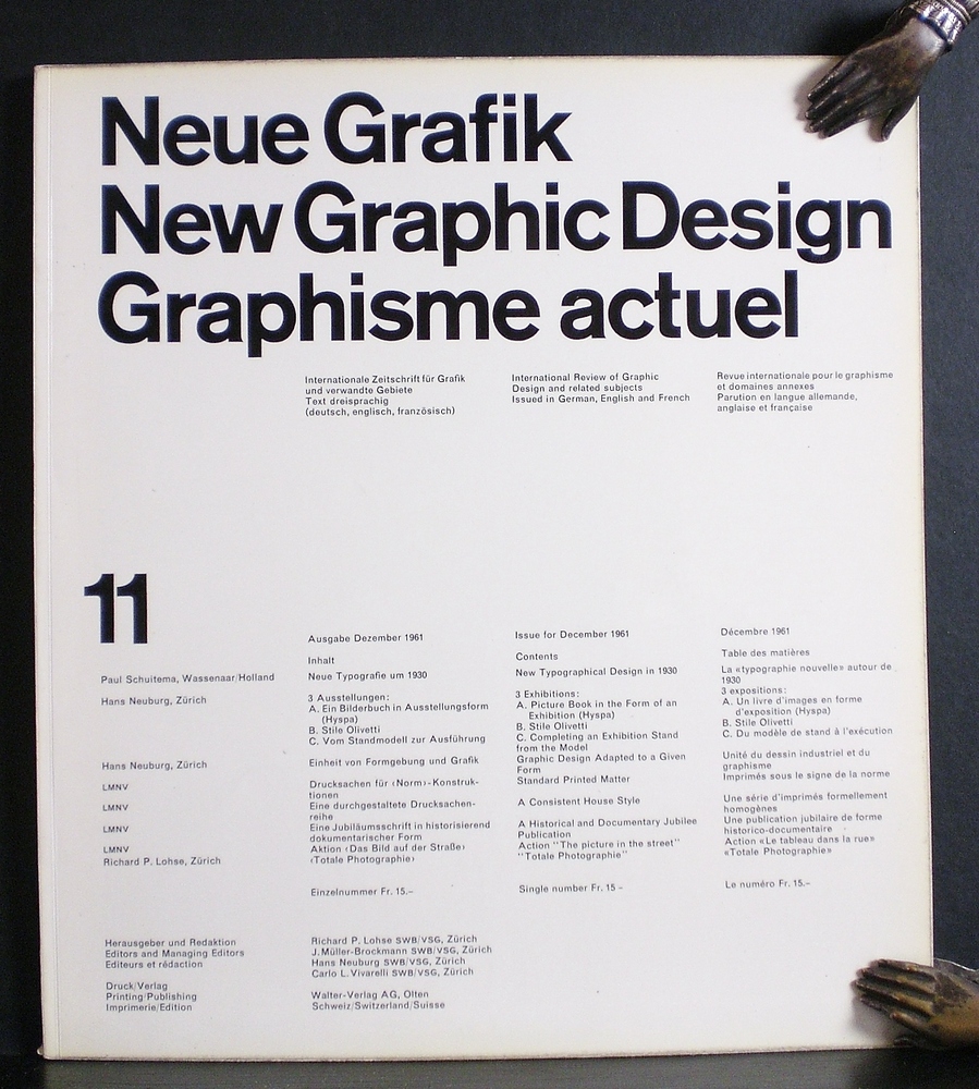 Lohse, Richard L. et al , editor: Neue Grafik. New Graphic Design. Graphisme Actuel. 11, Dezember, 1961