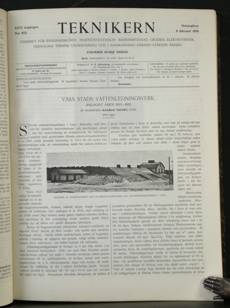 Teknikern. Tidskrift för byggnadskonst, ingeniörvetenskap, maskinbyggnad, geodesi, elektroteknik, teknologi, teknisk undervisning och i sammanhang därmed stående ämnen, 1916