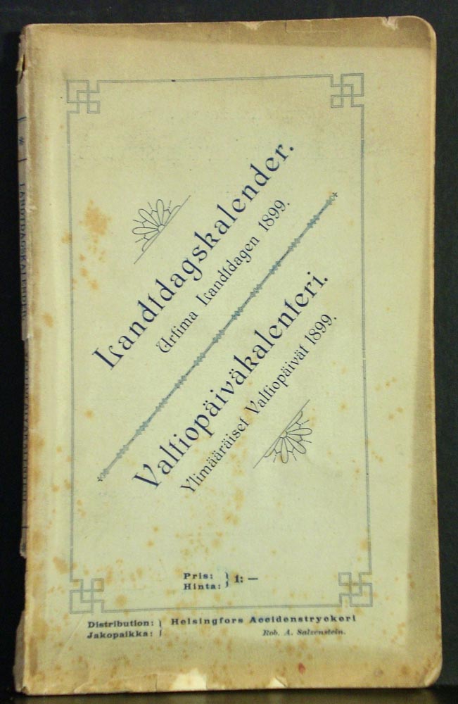 Landtdagskalender. Urtima Landtdagen 1899