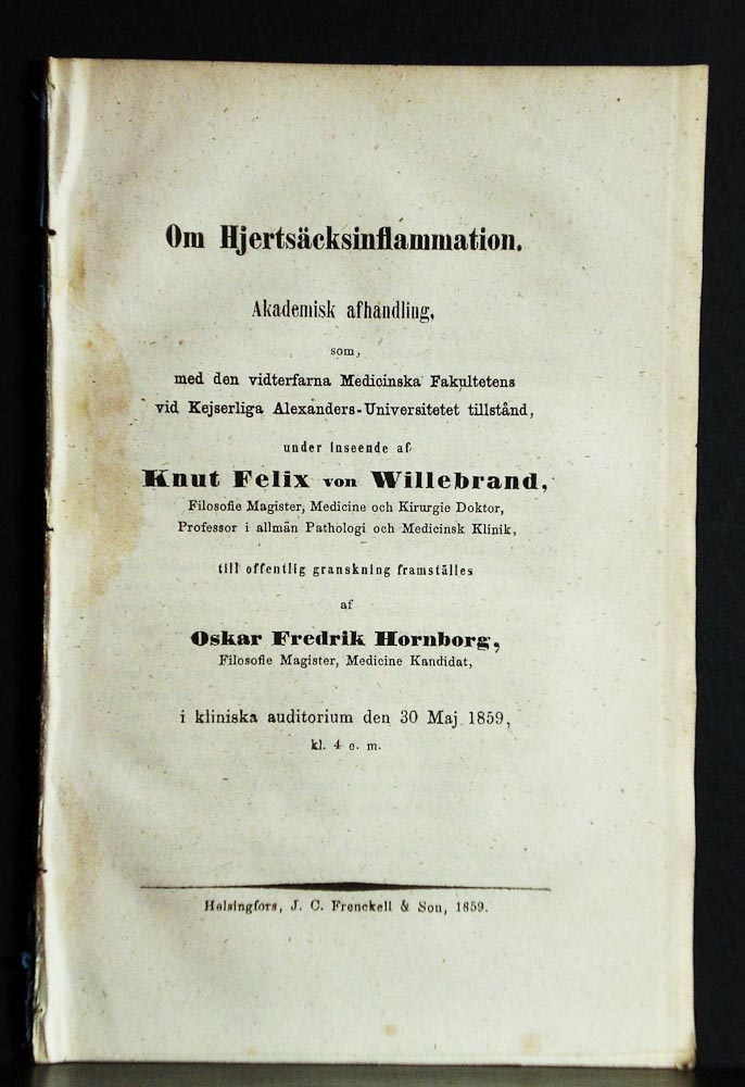 OSKAR FREDRIK HORNBORG Om hjertsäcksinflammation (1859)
