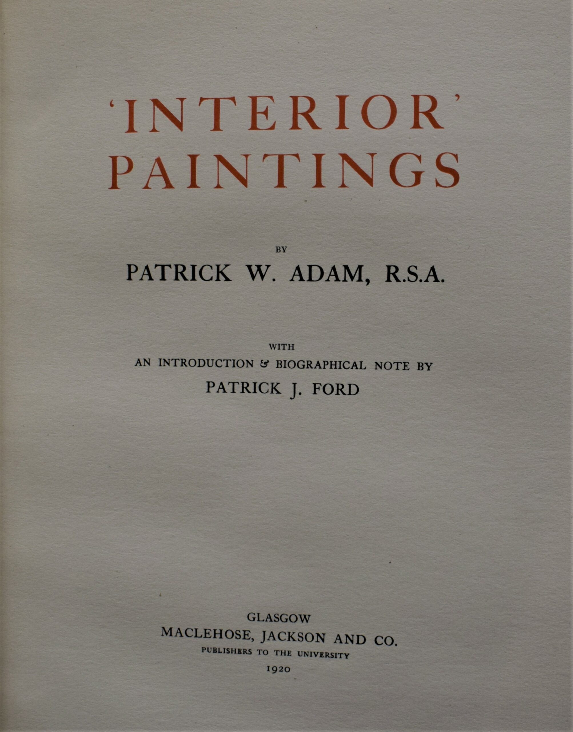 Interior paintings by Patrick W. Adams title page