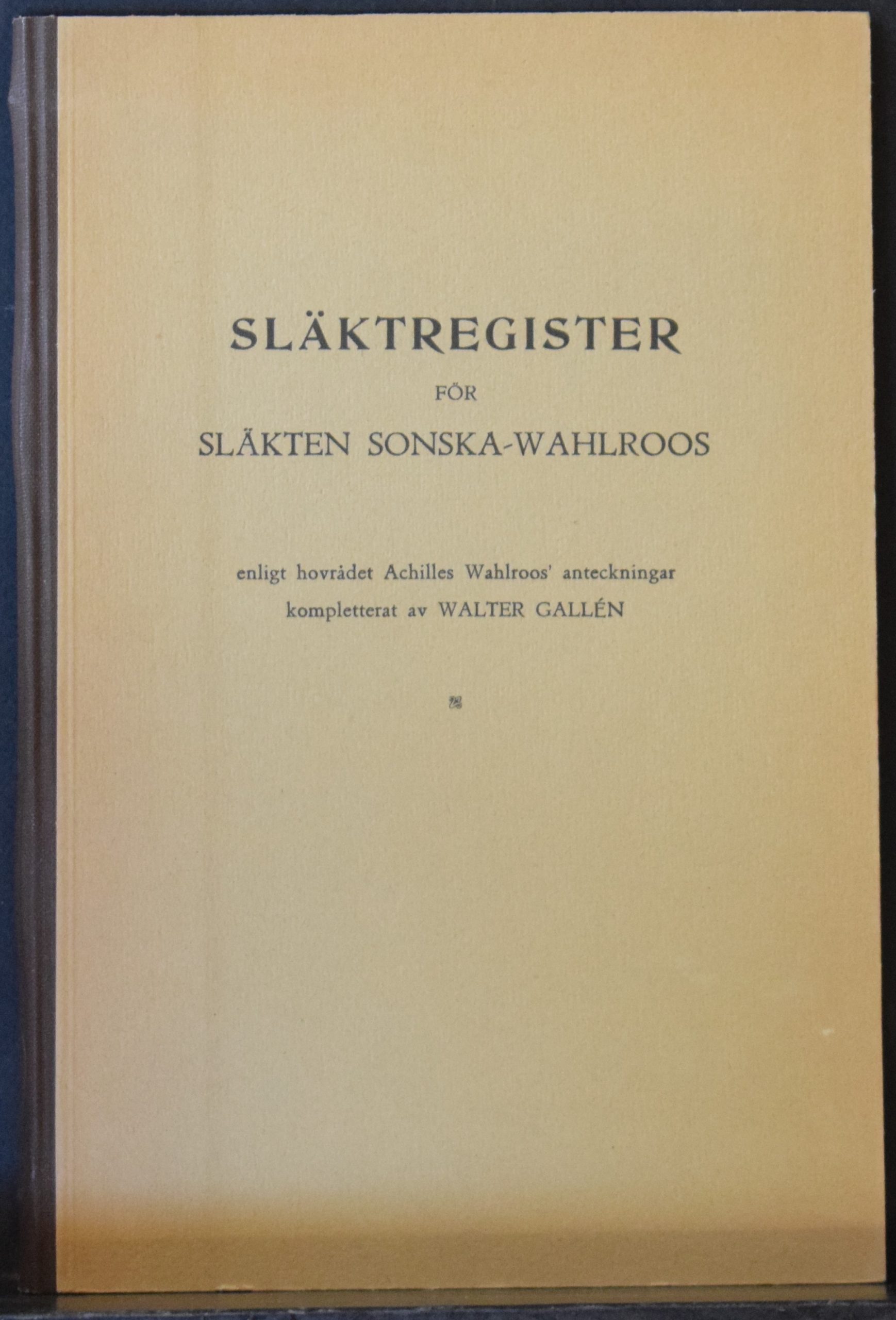 Släktregister för släkten Sonska-Wahlroos