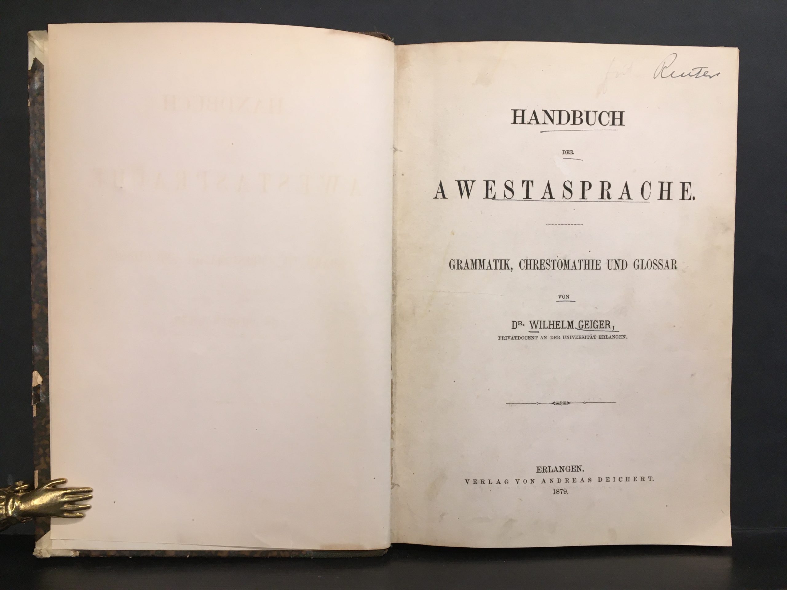 Geiger, Wilhelm: Handbuch der Awestasprache. Grammatik, Chrestomathie und Glossar (1879) - Image 2