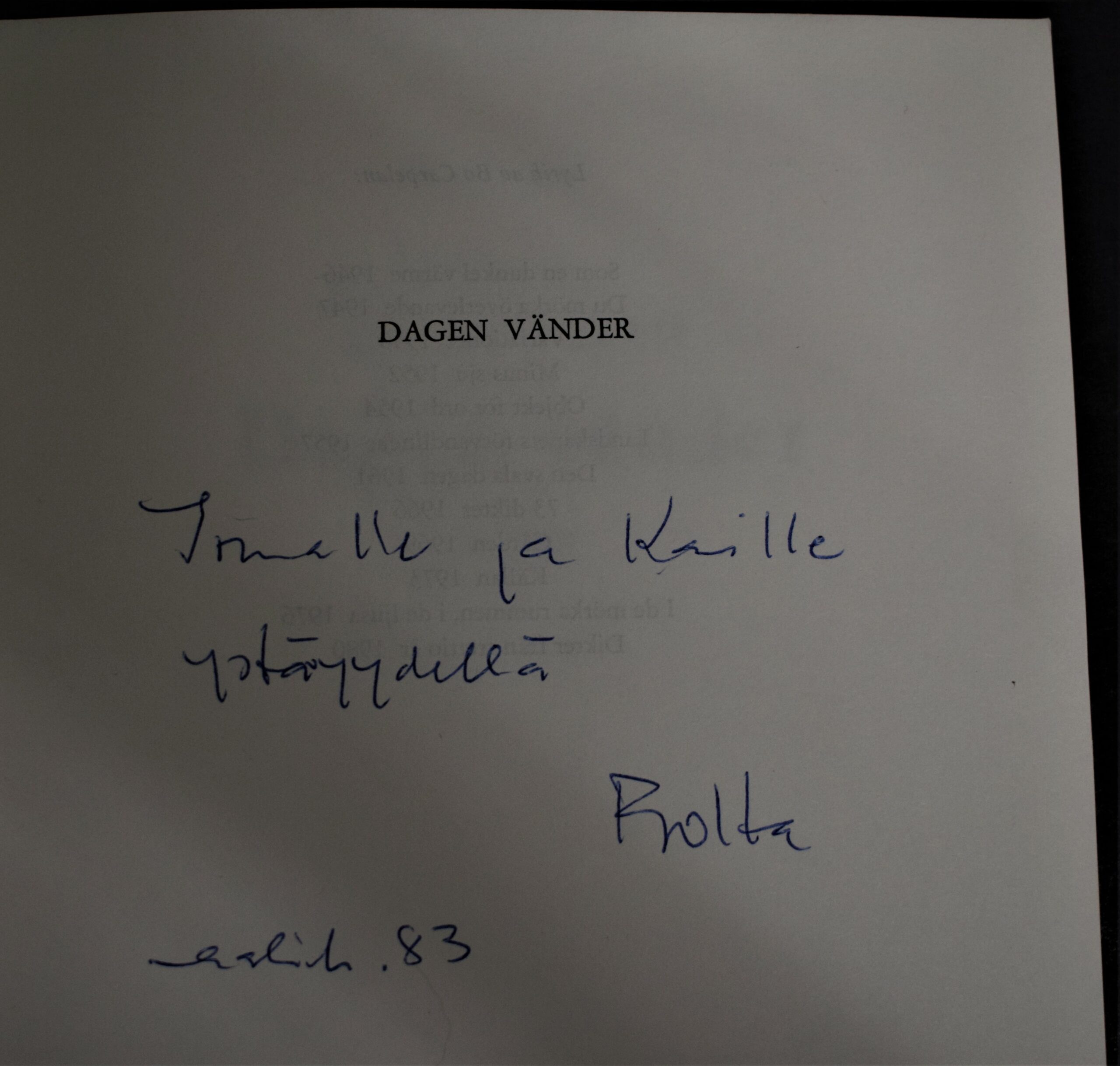 Dagen vänder - dedikation